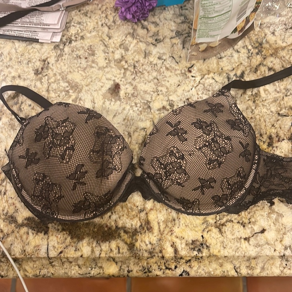 Victoria Secret Bra size 36C black lace overlay